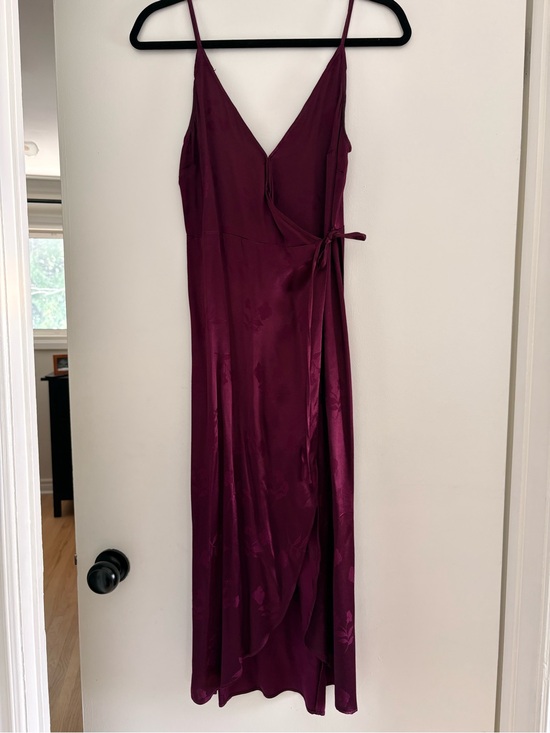 Topshop Dresses & Skirts - Topshop Wine Satin Slip Midi Dress with Side Tie